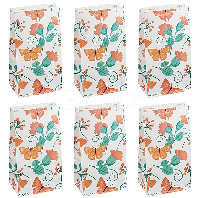 24Pcs Butterfly Printed Kraft Paper Food Storage Bags ABAG-SP0001-45-1