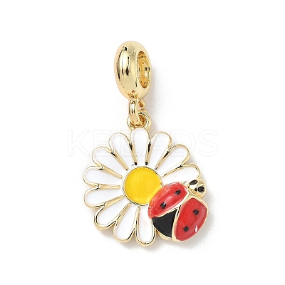 Brass Enamel European Dangle Charms KK-P330-03G-1