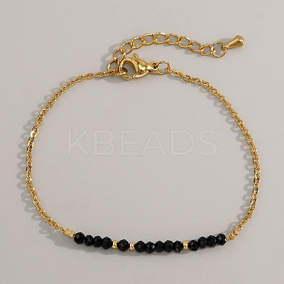 Natural Obsidian Beads Link Bracelets AL8612-8-1