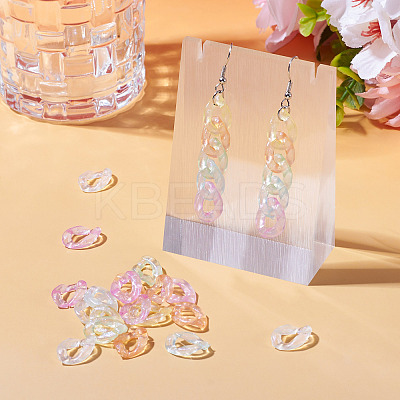 400Pcs Luminous Rainbow Iridescent Plating Transparent Acrylic Linking Rings OACR-TA0002-80-1