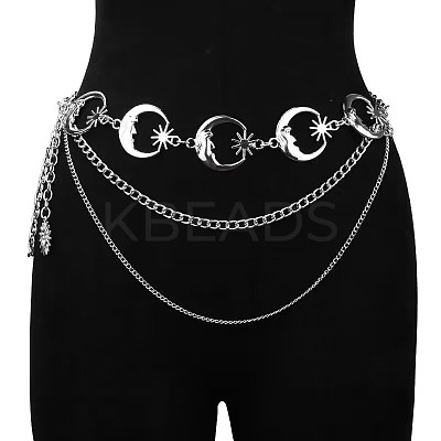 Alloy Moon Link 3 Layer Waist Chains for Women WGF4895-08-1