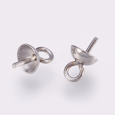 Tarnish Resistant 201 Stainless Steel Cup Peg Bails Pendants STAS-I088-M-03P-1