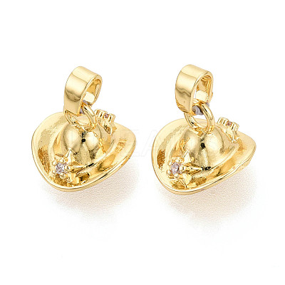 Brass Micro Pave Clear Cubic Zirconia Charms KK-N259-02G-1