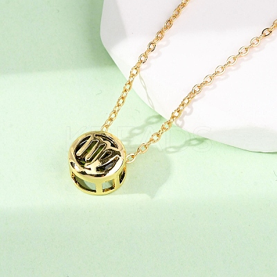 Brass Pave Cubic Zirconia Birth Stone Constellation Pendant Cable Chain Necklaces LS-NJEW-D334-01G-01-1