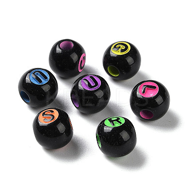 Spray Printed Opaque Acrylic European Beads SACR-P031-09B-1