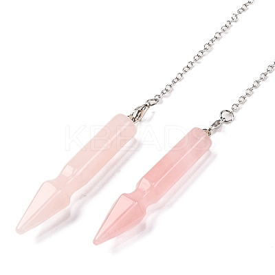 Natural Rose Quartz Pointed Dowsing Pendulums G-Q184-04C-P-1