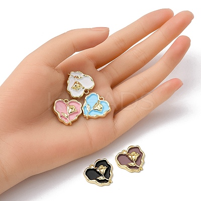 5Pcs Rack Plating Alloy Enamel Pendants ENAM-YW0001-48-1