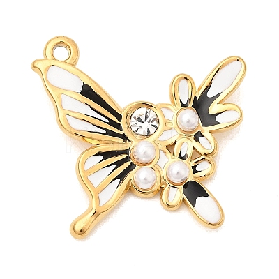 304 Stainless Steel Rhinestone Pendants STAS-P431-28G-1
