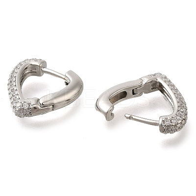 Rack Plating Heart Brass Pave Clear Cubic Zirconia Hoop Earrings EJEW-I310-09P-1