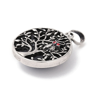 Natural Obsidian Tree of Life with Owl Pendants G-L524-15AS-10-1
