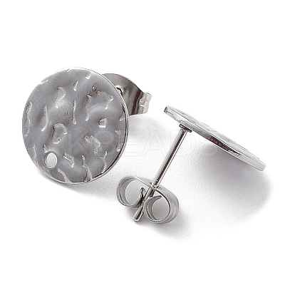 Non-Tarnish 201 Stainless Steel Flat Round Stud Earring Findings STAS-K259-19C-P-1