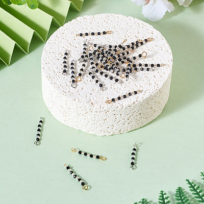 Transparent Glass Beads Connector Charms PALLOY-TA00135-1