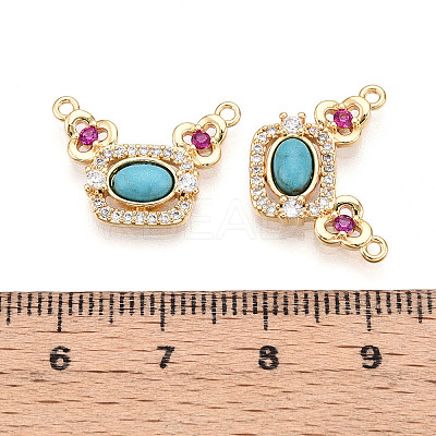 Synthetic Turquoise Rectangle with Flower Pendants KK-N258-15G-1