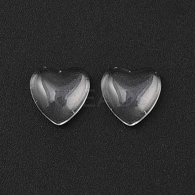 Transparent Glass Heart Cabochons GGLA-R021-10mm-1