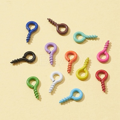 600Pcs 12 Colors Spray Painted Iron Screw Eye Pin Peg Bails IFIN-FS0001-15-1