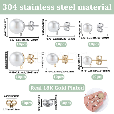 304 Stainless Steel Stud Earring Findings EJEW-SP0001-17G-1