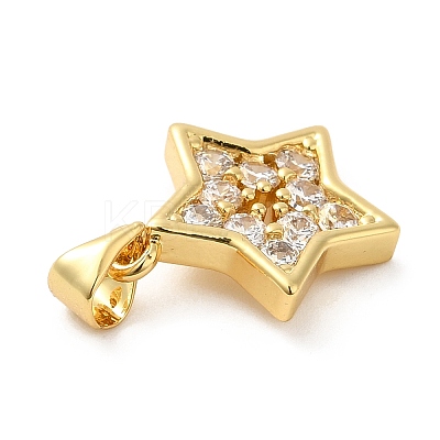 Rack Plating Brass Micro Pave Clear Cubic Zirconia Pendants KK-Q784-23G-1