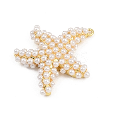 Starfish Brass ABS Imitation Pearl Pendants KK-I352-04A-G-1