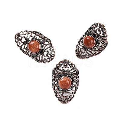 Synthetic Goldstone Retro Finger Rings RJEW-B067-02R-22-1