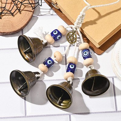 Iron Witch Bells for Door Knob Protection HJEW-JM02186-1