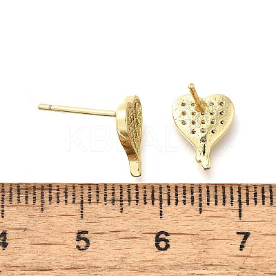 Heart Brass Micro Pave Cubic Zirconia Ear Studs EJEW-D304-35P-1