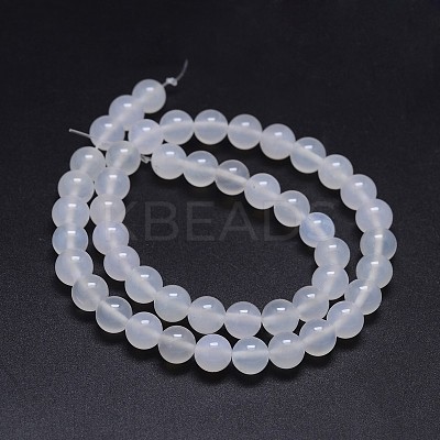 Grade A Natural White Agate Round Beads Strands G-F256-01-4mm-A-1