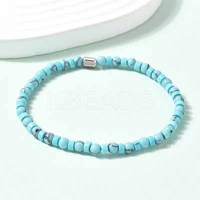 Synthetic Turquoise Beads Stretch Bracelets for Women Men PW-WG6A9BA-03-1