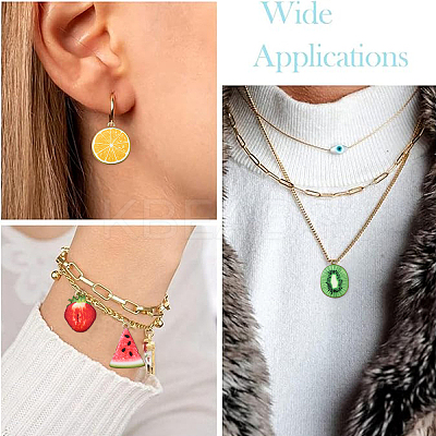 32Pcs 8 Styles Light Gold Alloy Enamel Pendants ENAM-YW0005-48-1