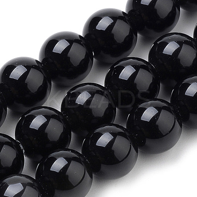 Natural Black Onyx Beads Strands G-S259-19-12mm-1