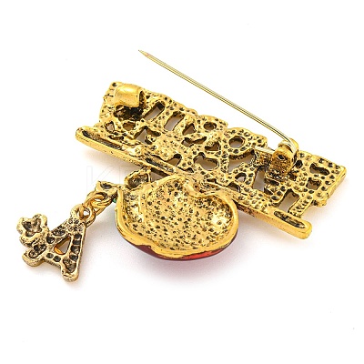 Christmas Theme Golden Zinc Alloy with Rhinestone Brooches LS-JEWB-B018-01AG-05-1