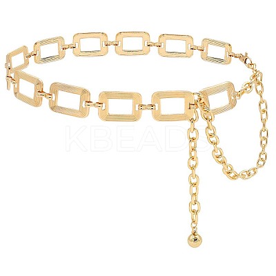Zinc Alloy Textured Rectangle Link Chain Waist Chain Belts for Women FS-WG590D2-01-1