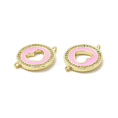 Brass Micro Pave Clear Cubic Zirconia Connector Charms KK-E068-VB053-1-1