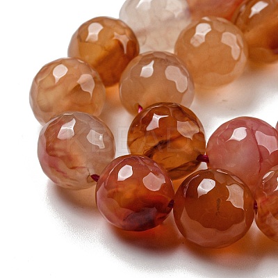 Faceted Natural Banded Agate Beads Strands G-F447-12mm-O04-1