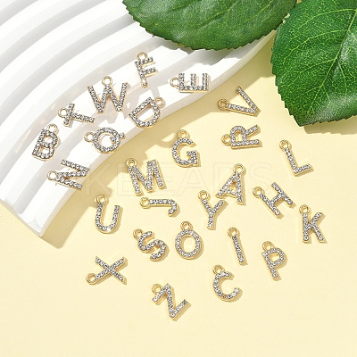 26Pcs 26 Styles Golden Tone Alloy Rhinestone Pendants FIND-FS0003-26-1