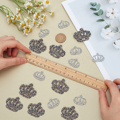 16Pcs 2 Styles Crown Glass/Resin Hotfix Rhinestone PATC-FG0002-38-1