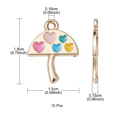 Umbrella with Heart Alloy Enamel Pendants ENAM-YW0003-30-1