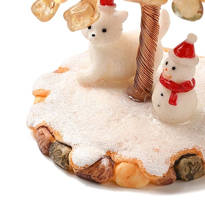 Christmas Natural Yellow Quartz Chips Tree Decorations DJEW-K028-01D-1