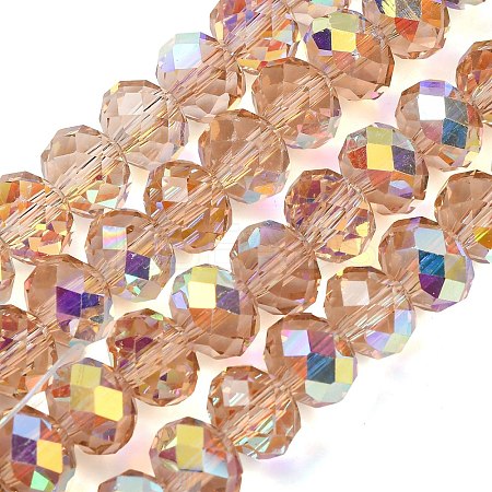 Electroplate Transparent Glass Beads Strands EGLA-A046-01C-22-1