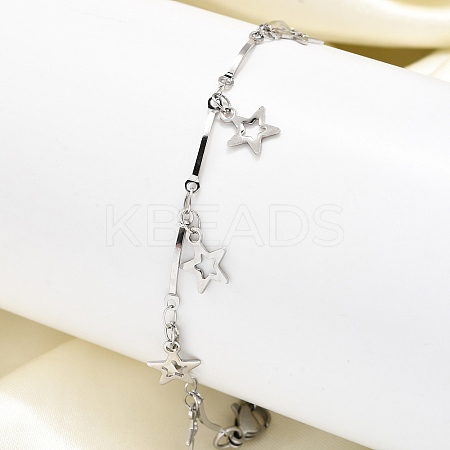 304 Stainless Steel Star Charm Bracelets BJEW-R021-02P-1
