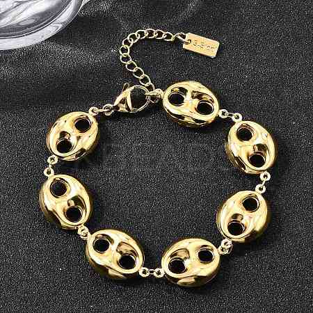 304 Stainless Steel Link Bracelets for Women BJEW-P354-05G-1