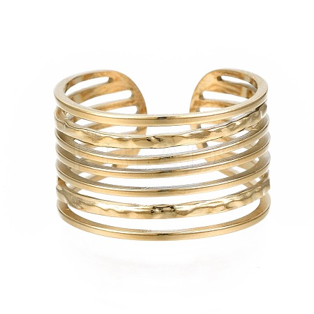 304 Stainless Steel Multi-string Open Cuff Ring RJEW-T023-33G-1