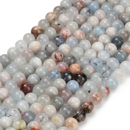 Natural Aquamarine Beads Strands G-F591-29A-6mm-03-1