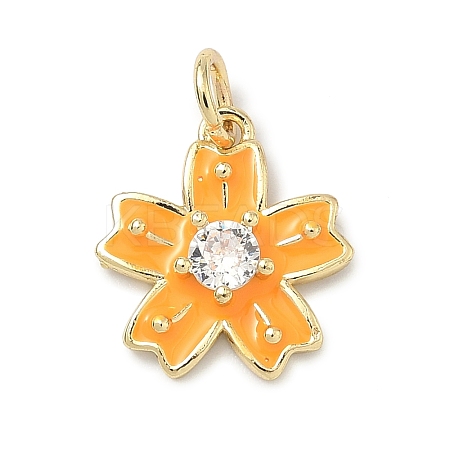 Brass Pave Clear Cubic Zirconia Pendants KK-H255-06G-03-1
