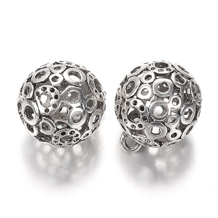 Tibetan Style Alloy Hollow Round Pendants LS-PALLOY-J689-11AS-1