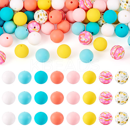 80Pcs 8 Colors Silicone Beads SIL-TA0002-37-1