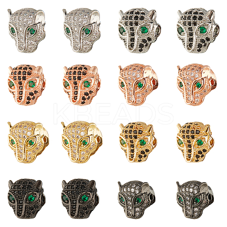16Pcs 8 Style Brass Micro Pave Cubic Zirconia Beads ZIRC-NB0001-60-1