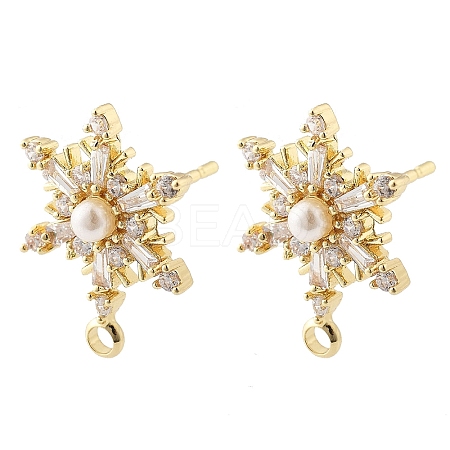 Brass Micro Pave Cubic Zirconia Stud Earring Findings LS-KK-K371-34G-1