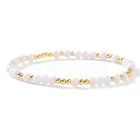 Acrylic & Brass Round Beaded Stretch Bracelets for Women QH9585-2-1