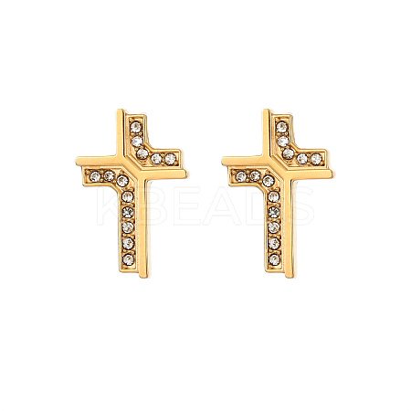 Cross 304 Stainless Steel Crystal Rhinestone Stud Earrings for Women RH7561-3-1