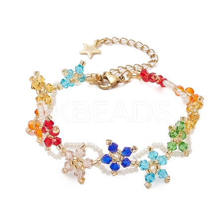 Glass Seed Beads Bracelets BJEW-MZ00113-02-1
